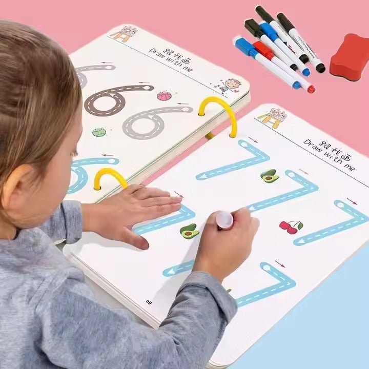 Reusable Tracing Line book to improve HAND WRITING For 2+ Years kids